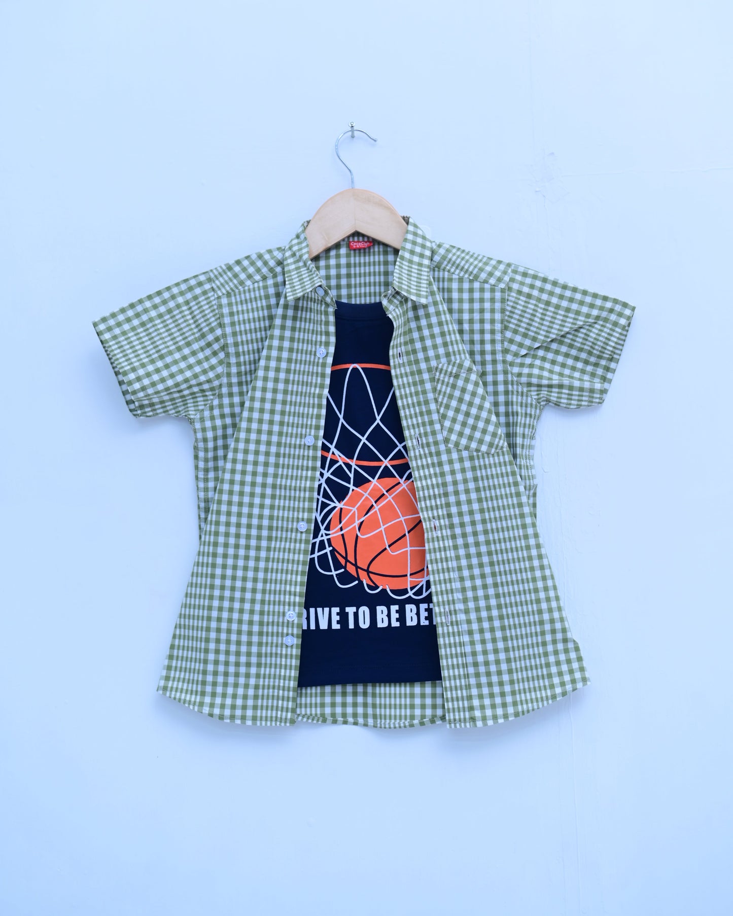 Green Basketball Double Check Shirt