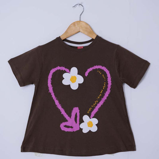 Brown Heart Girls T-Shirt