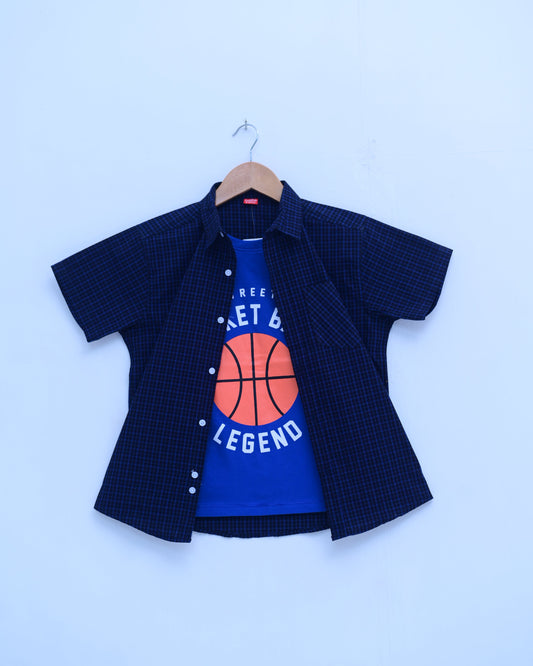 Navy Basketball Double Check Shirt