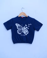 Blue Butterfly Beggy Style Girl T-Shirt