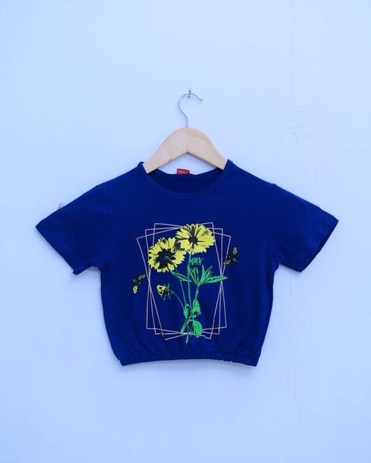 Blue Sunflower Beggy Style Girl T-Shirt