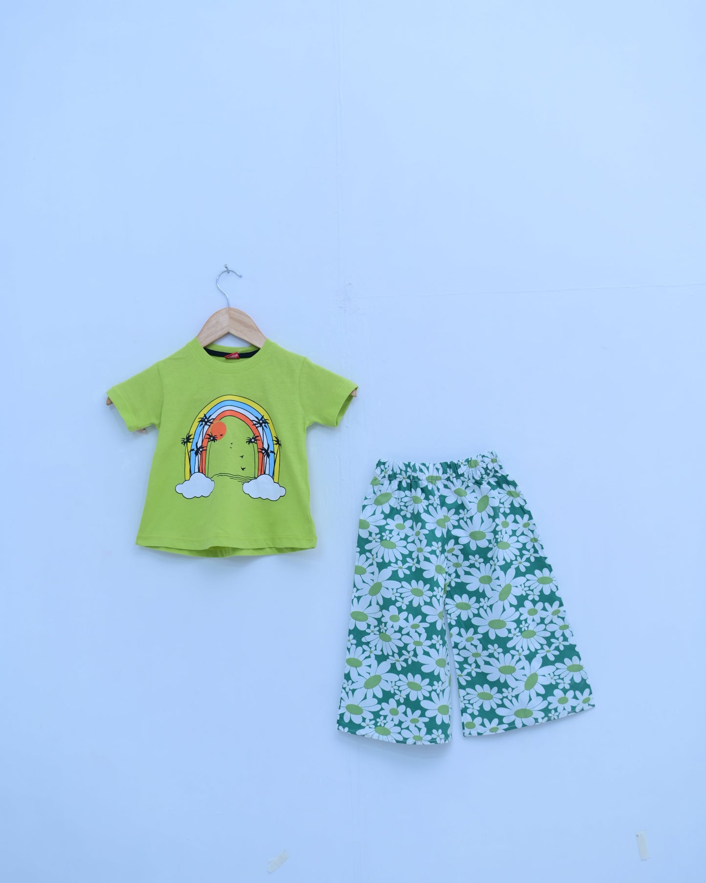 Green Rainbow Trouser Shirt for Girls