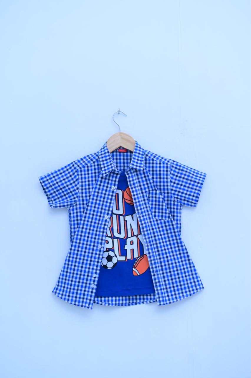 Blue check Casual  Double Shirt  Comfortable & Trendy Wear