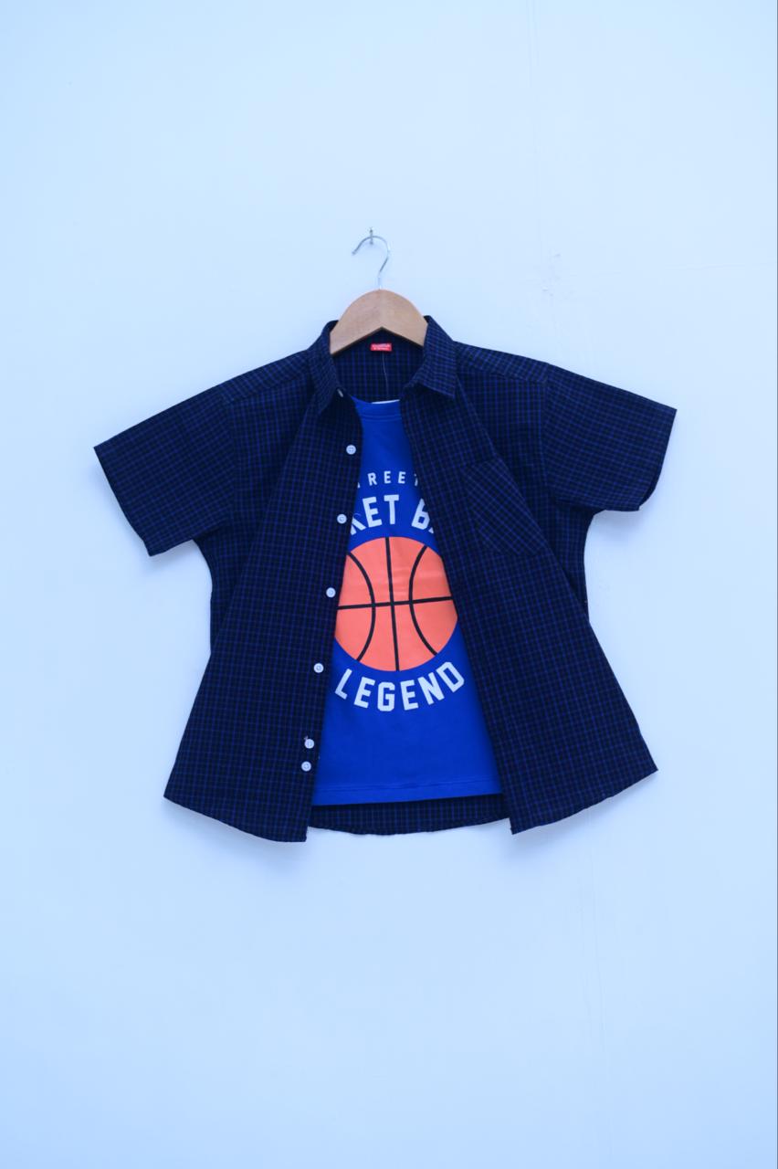 Navy Blue Casual  Double Shirt  Comfortable & Trendy Wear