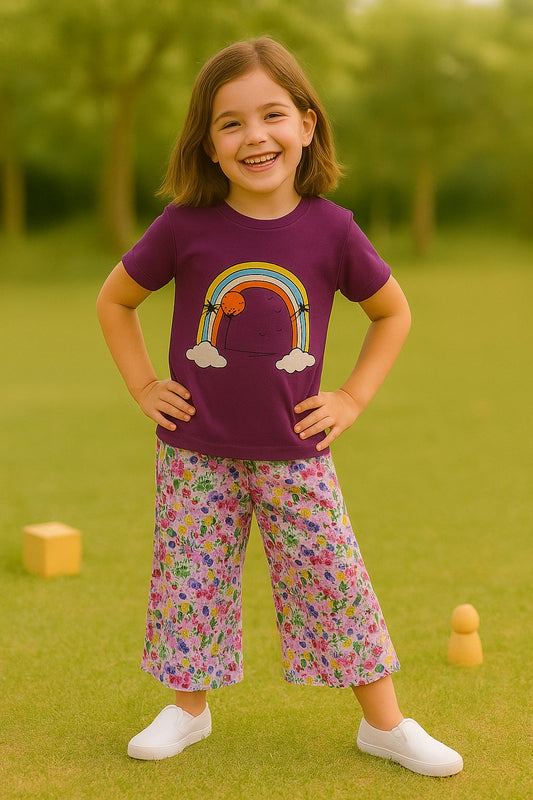 Purple Rainbow Trouser Shirt for Girls