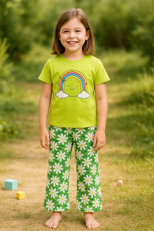 Green Rainbow Trouser Shirt for Girls