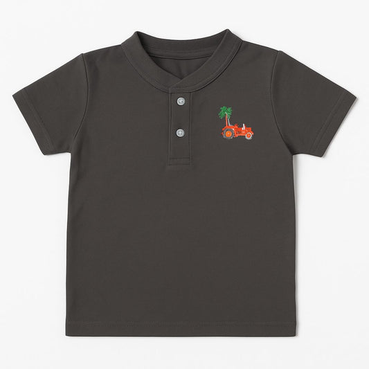 Grey Henley Polo Shirt
