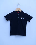 Black Henley Polo Shirt