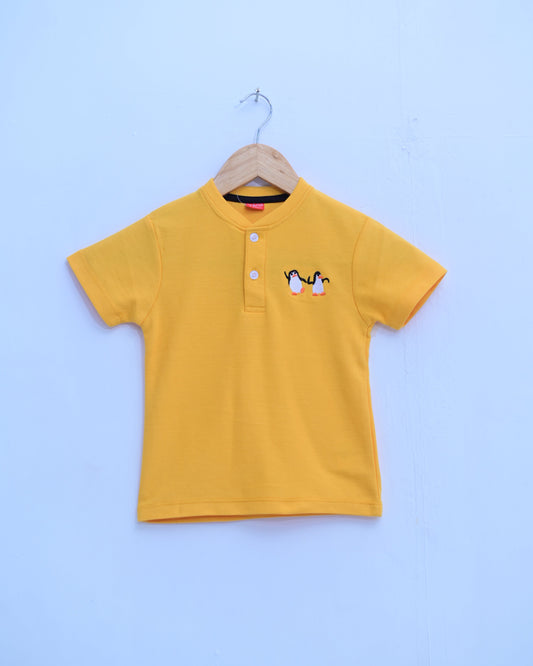 Yellow Henley Polo Shirt